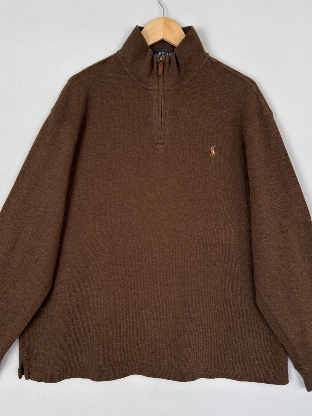 Polo Ralph Lauren Knit‎ Estate Rib Quarter-Zip Pullover Sweater Men’s 2XL Brown